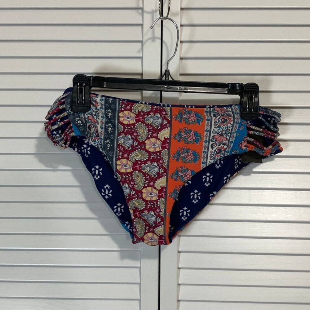 Cupshe Bohemian Patchwork High Rise Reversible Swimsuit Bikini Bottom L
